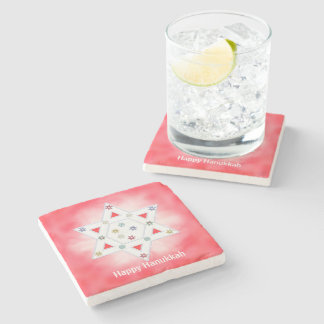 Hanukkah Star och Snöflingor Red Stenunderlägg