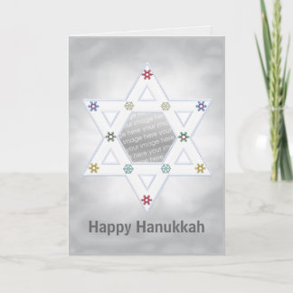 Hanukkah Star och Snöflingor Silver för Photo Helgkort