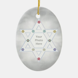 Hanukkah Star och Snöflingor Silver för Photo Julgransprydnad Keramik