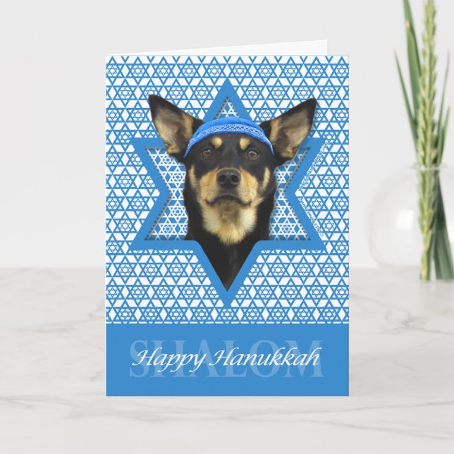 Hanukkah Star of David - Australian Kelpie Helgkort (Framsida)