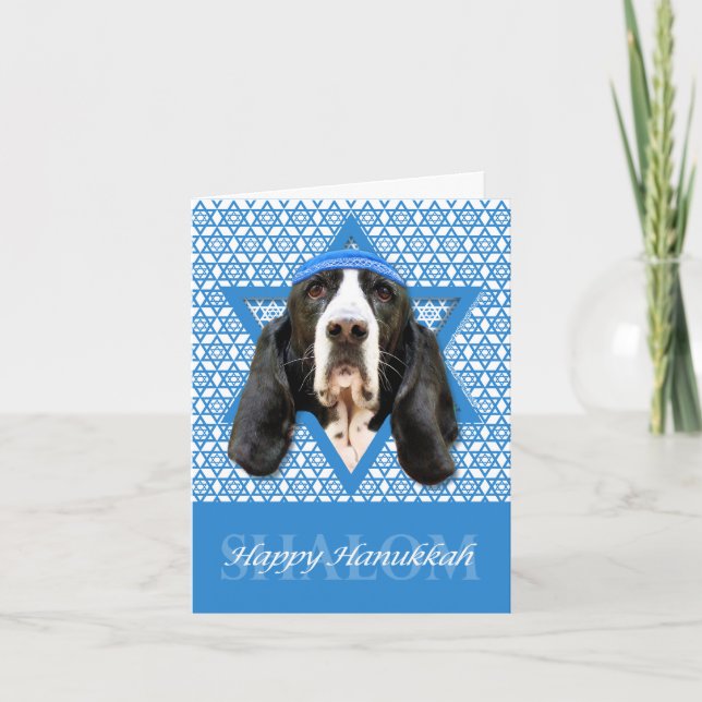 Hanukkah Star of David - Basset Hound - Jasmine Helgkort (Framsida)