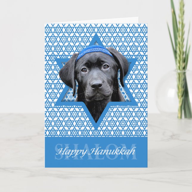 Hanukkah Star of David - Black Labrador Helgkort (Framsida)