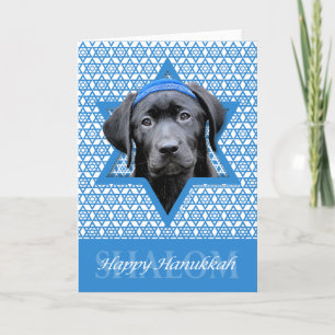 Hanukkah Star of David - Black Labrador Helgkort