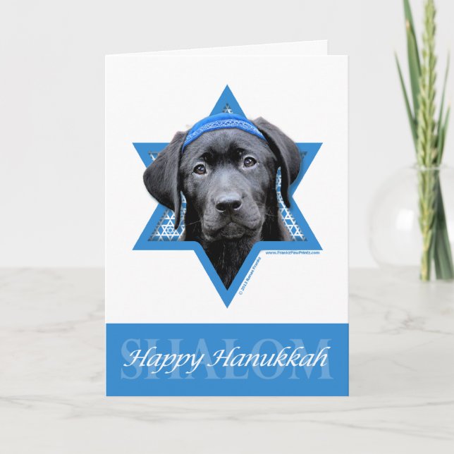 Hanukkah Star of David - Black Labrador Helgkort (Framsida)