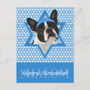 Hanukkah Star of David - Boston Terrier Helg Vykort