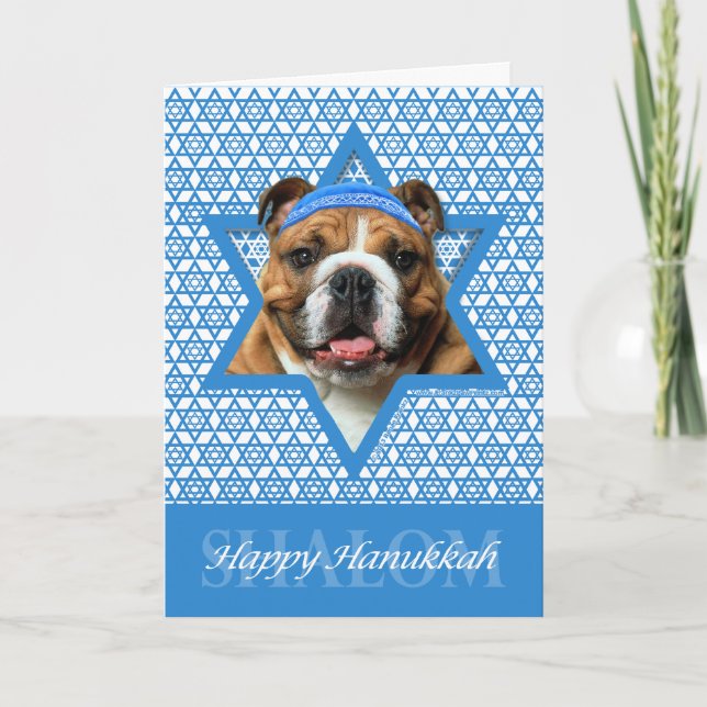 Hanukkah Star of David - Bulldog Helgkort (Framsida)