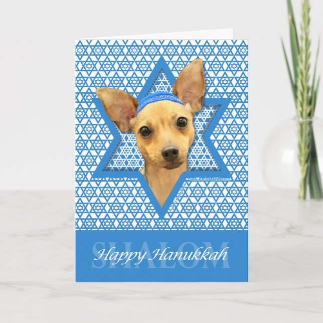 Hanukkah Star of David - Chihuahua Helgkort (Framsida)