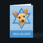 Hanukkah Star of David - Chihuahua Helgkort<br><div class="desc">Vad skulle kunna göra att säga Lycklig Hanukkah mer roligt än att ha denna Chihuahua-Hund med en Yamaka omgiven av David Star. Den här visuella helgdag kommer säkert att glädja dina vänner och din familj liksom andra hundälskare. Den här designen finns i över 100 Hundraser. Kontakta mig om du inte...</div>