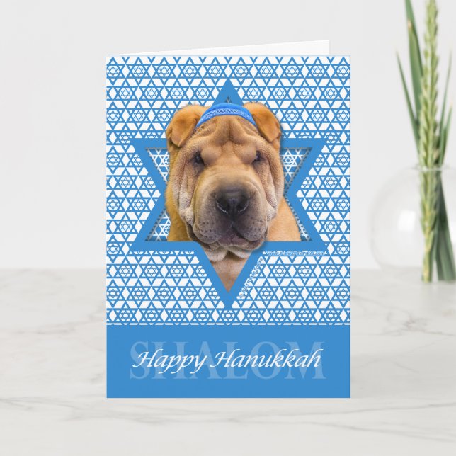 Hanukkah Star of David - Chinese Shar Pei Helgkort (Framsida)