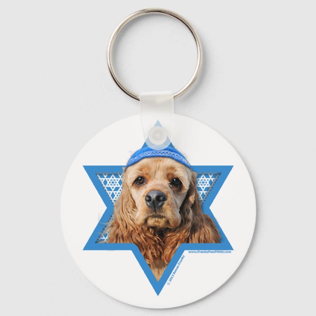 Hanukkah Star of David - Cocker Spain Nyckelring (Framsida)