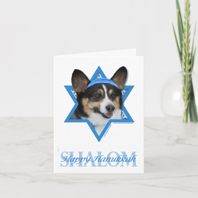Hanukkah Star of David - Corgi Helgkort (Framsida)
