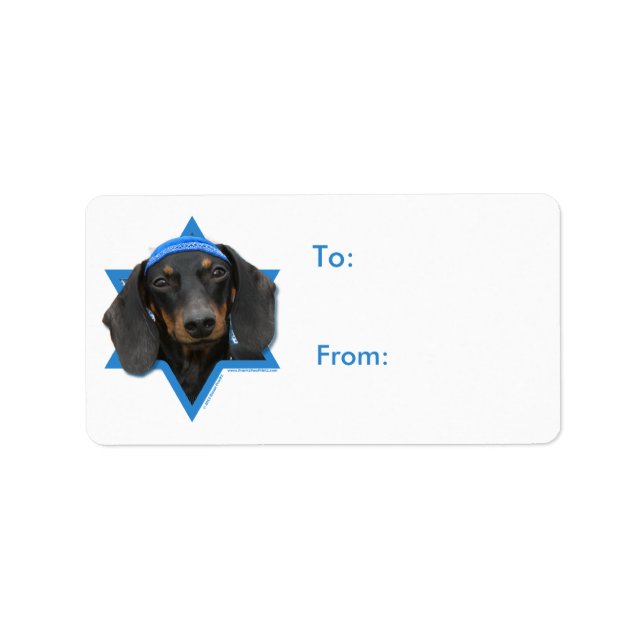Hanukkah Star of David - Dachshund - Winston Adressetikett (Framsidan)