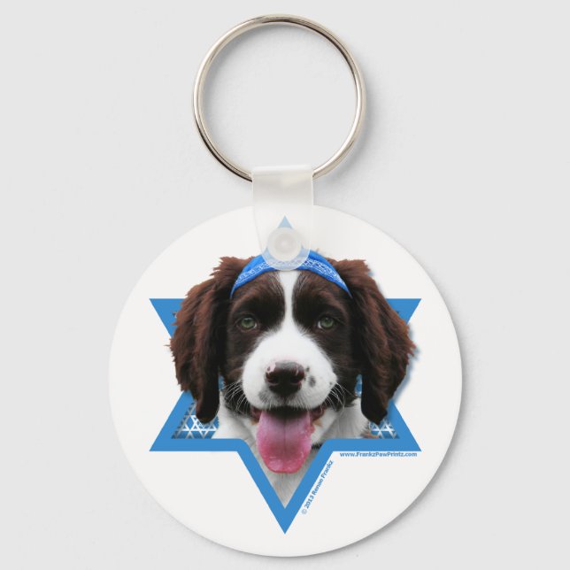 Hanukkah Star of David - English Springer Spain Nyckelring (Framsida)
