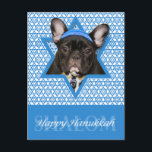 Hanukkah Star of David - Fransk Bulldog - Teal Helg Vykort<br><div class="desc">Vad kan göra att säga Lycklig Hanukkah mer roligt än att ha den här Fransken Bulldog med en Yamaka omgiven av David Star. Den här visuella helgdag kommer säkert att glädja dina vänner och din familj liksom andra hundälskare. Den här designen finns i över 100 Hundraser. Kontakta mig om du...</div>