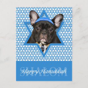 Hanukkah Star of David - Fransk Bulldog - Teal Helg Vykort
