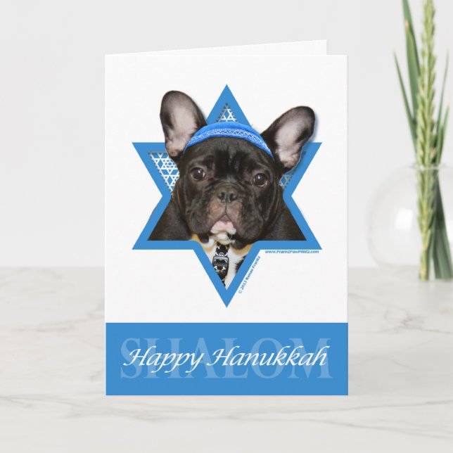 Hanukkah Star of David - Fransk Bulldog - Teal Helgkort (Framsida)