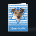 Hanukkah Star of David - Jack Russell Terrier Helgkort<br><div class="desc">Vad kan göra att säga Lycklig Hanukkkah mer roligt än att ha den här Jacken Russell Terrier Hund med en Yamaka omgiven av David Star. Den här visuella helgdag kommer säkert att glädja dina vänner och din familj liksom andra hundälskare. Den här designen finns i över 100 Hundraser. Kontakta mig...</div>