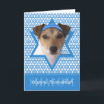 Hanukkah Star of David - Jack Russell Terrier Helgkort<br><div class="desc">Vad kan göra att säga Lycklig Hanukkkah mer roligt än att ha den här Jacken Russell Terrier Hund med en Yamaka omgiven av David Star. Den här visuella helgdag kommer säkert att glädja dina vänner och din familj liksom andra hundälskare. Den här designen finns i över 100 Hundraser. Kontakta mig...</div>