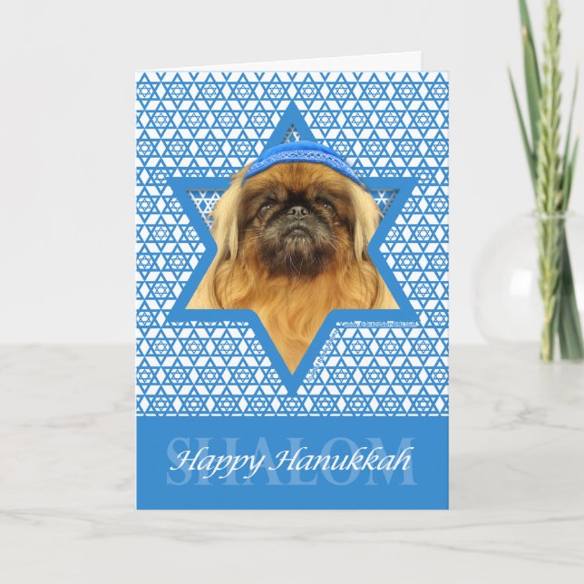 Hanukkah Star of David-Pekingese-Småstarna Helgkort (Framsida)
