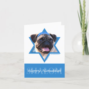 Hanukkah Star of David - Pug Helgkort