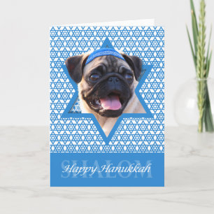 Hanukkah Star of David - Pug Helgkort