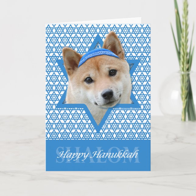 Hanukkah Star of David - Shiba Inu Helgkort (Framsida)
