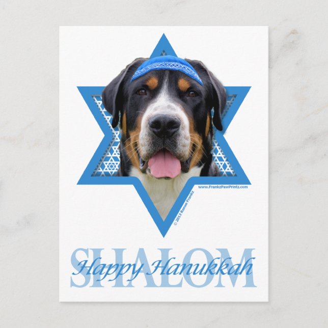 Hanukkah Star of David - Swiss Mountain Hund Helg Vykort (Framsida)