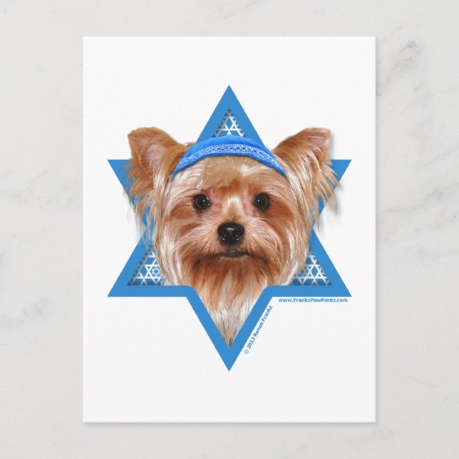 Hanukkah Star of David - Yorkshire Terrier Helg Vykort (Framsida)