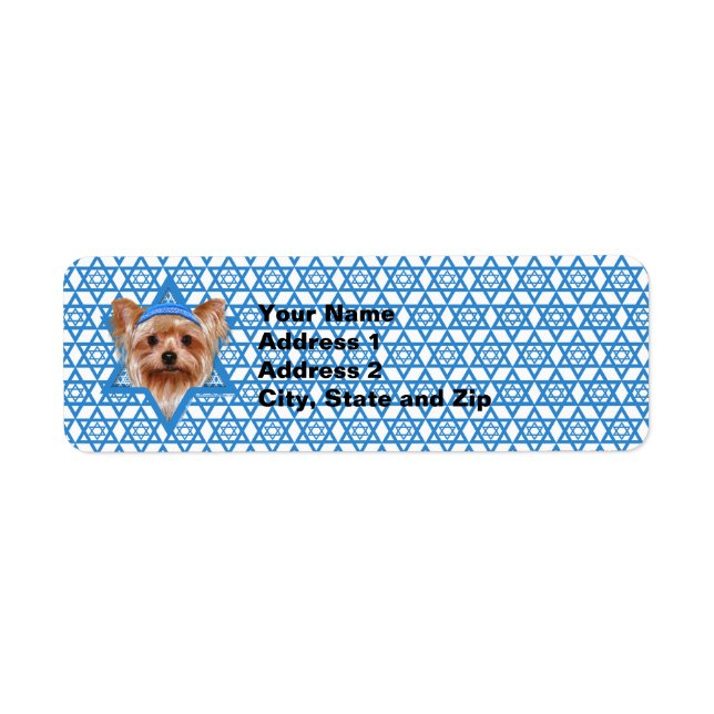 Hanukkah Star of David - Yorkshire Terrier Returadress Etikett (Framsidan)