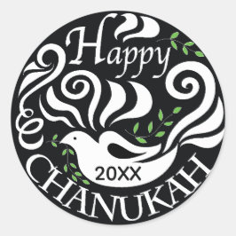 Hanukkah Stickers (1 1/2"/3") "Blackboard Dove" Runt Klistermärke