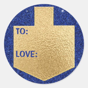 Hanukkah Stickers (1 1/2"/3")"Personalize Dreidel" Runt Klistermärke