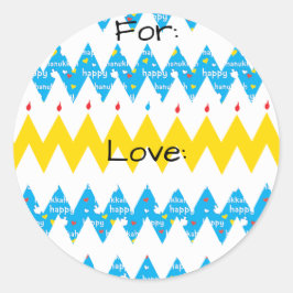 Hanukkah Stickers (1 1/2 eller 3’) ’Chevron Menora Runt Klistermärke