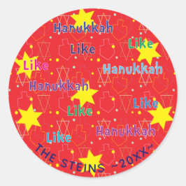 Hanukkah Stickers (1 1/2 eller 3’) ’like Hanukkkah Runt Klistermärke