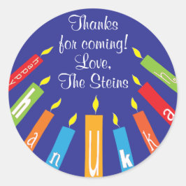 Hanukkah Stickers (1 1/2 tum eller 3 tum) Färgfyll Runt Klistermärke