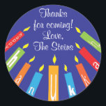 Hanukkah Stickers (1 1/2 tum eller 3 tum) Färgfyll Runt Klistermärke<br><div class="desc">Hanukkah-klistermärken, "Colorful Lycklig Hanukkah Candles". Anpassa genom att ändra teckensnitt storlekt, stil, färg och ordalydelse. Så många användor: Till och från presentklistermärken, Tack-klistermärken på bockpåsar, Cake Toppers (sätt fast på tung kardstock, klippa ut dekalen, ta ut tejptandplockning på baksidan av kardstammen), eller hur om Gift-Märkre (sätt fast på tung kardstock,...</div>