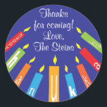 Hanukkah Stickers (1 1/2 tum eller 3 tum) Färgfyll Runt Klistermärke<br><div class="desc">Hanukkah-klistermärken, "Colorful Lycklig Hanukkah Candles". Anpassa genom att ändra teckensnitt storlekt, stil, färg och ordalydelse. Så många användor: Till och från presentklistermärken, Tack-klistermärken på bockpåsar, Cake Toppers (sätt fast på tung kardstock, klippa ut dekalen, ta ut tejptandplockning på baksidan av kardstammen), eller hur om Gift-Märkre (sätt fast på tung kardstock,...</div>