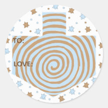 Hanukkah Stickers (1,2 eller 3 tum)Dreidel/Blue/Br
