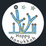 Hanukkah Stickers "Blue Bling Menorah" Runt Klistermärke<br><div class="desc">Hanukkah Helgdag-klistermärken, "Blue Bling Menorah" Hur som helst, Chanukah är en av mina favorithelgdagar. Ha roligt att använda de här klisterlapparna som tårtspatchar, presenter, märkre för att stänga påsar eller spelar ingen roll sten, dina festligheter! Anpassa genom att ta bort "Lycklig Hanukah" och lägga till din egen text med ditt...</div>