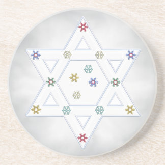 Hanukkah-stjärna och snöflingor grå underlägg sandsten