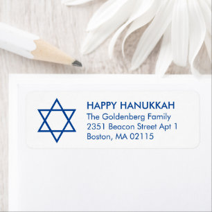 Hanukkah-stjärnan av David anpassningsbar, blå, mo Returadress Etikett