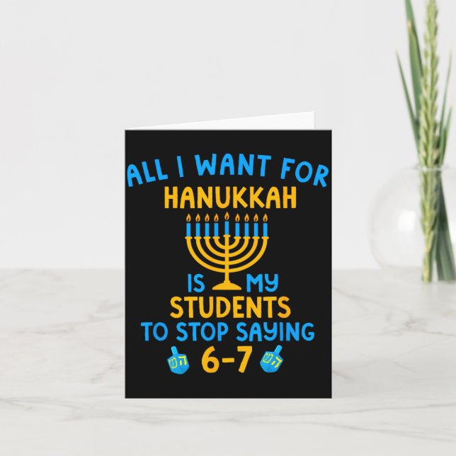 Hanukkah Students Saying 6-7 67 Six Seven Hebrew S Kort (Framsida)