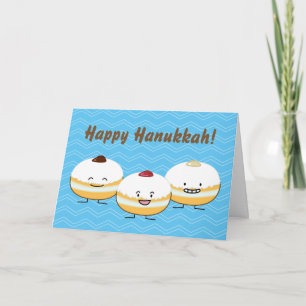 Hanukkah Sufganiyot Jewish Jelly Filled Donut Helgkort