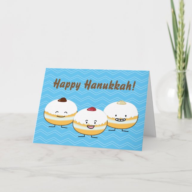 Hanukkah Sufganiyot Jewish Jelly Filled Donut Helgkort (Framsida)