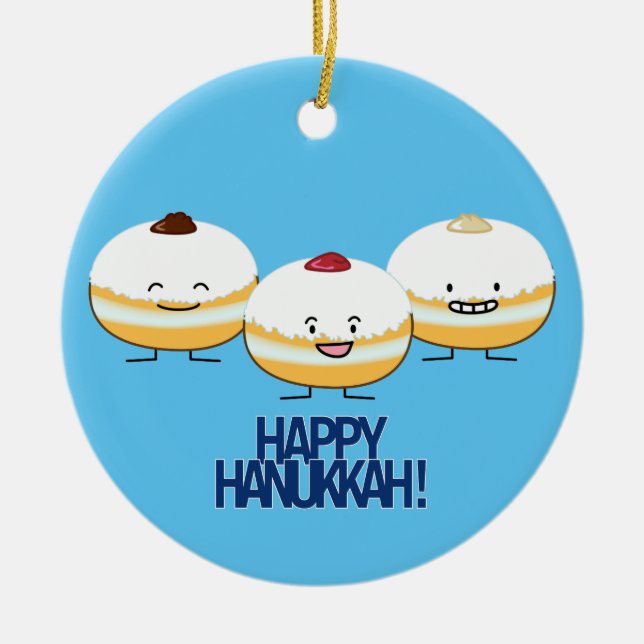 Hanukkah Sufganiyot judisk gelé fylld munk Julgransprydnad Keramik (Framsidan)