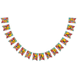 Hanukkah Swallowtail Banner Dancing Dreidels Vimplar