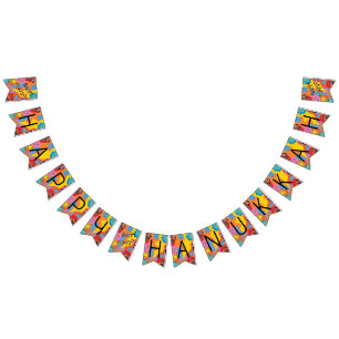 Hanukkah Swallowtail Banner Dancing Dreidels Vimplar