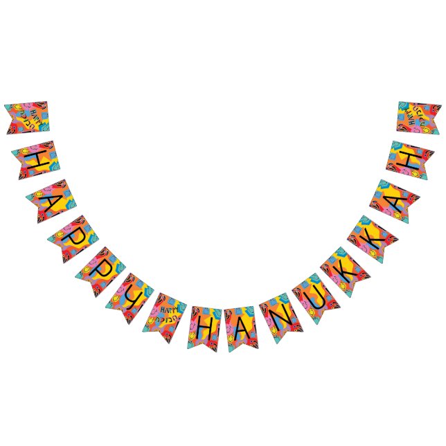 Hanukkah Swallowtail Banner Dancing Dreidels Vimplar (Alla)