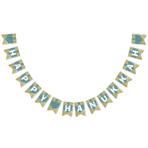 Hanukkah Swallowtail Banner Dreidel Swirls Vimplar