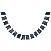 Hanukkah Swallowtail Banner Navy Guld Dreidels