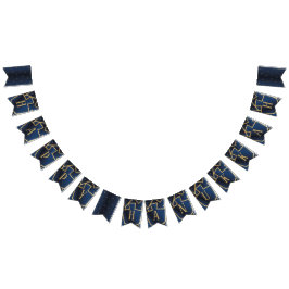 Hanukkah Swallowtail Banner Navy Guld Dreidels Vimplar